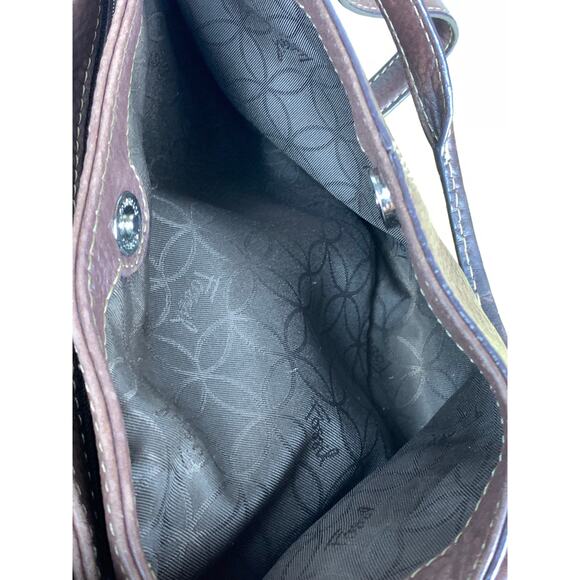 Fossil Brown Pebbled Leather Double Handle Shoulder Bag and Wallet Set - Picture 8 of 14